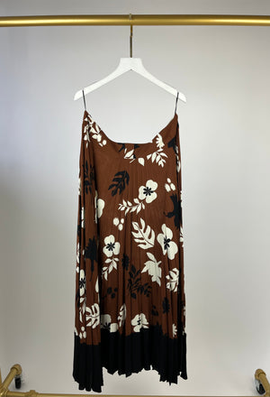 Racil Brown Mara Cupro Pleated Floral Skirt FR 36 (UK 8)