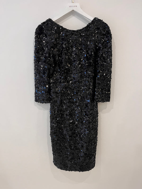 Dolce & Gabbana Black Sequin Midi Backless Dress Size IT 38 (UK 6)