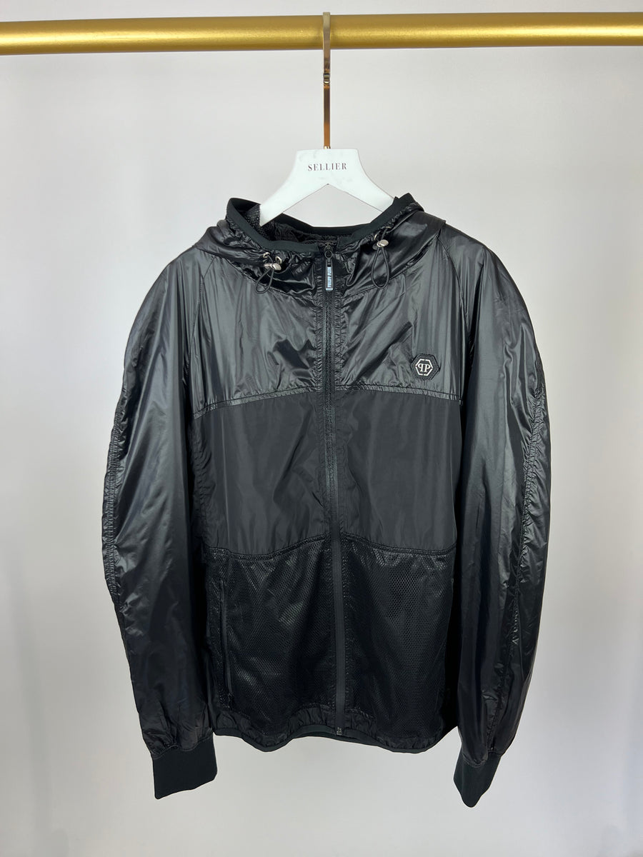 Philipp Plein Active Black Hooded Windbreaker Size XXXL (UK 48)