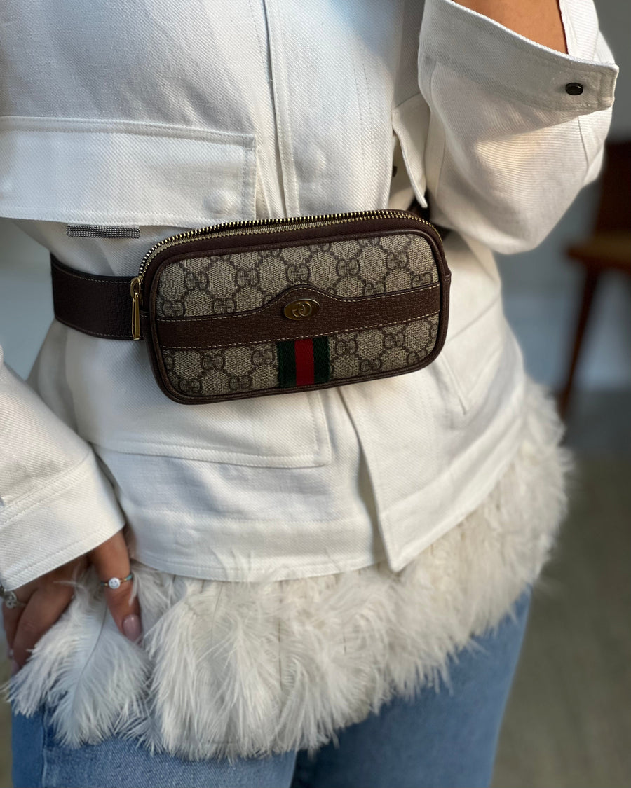 Gucci Ophelia GG Supreme Small Belt Bag with Gold Hardware