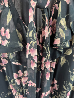 Zimmermann Black Floral Long Sleeve Dress Size 0 (UK 8)