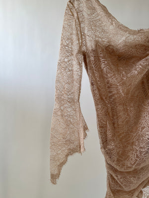 Emilio Pucci Beige Lace One Shoulder Mini Dress Size UK 8