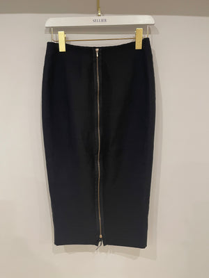 Victoria Beckham Black Floral Print Midi Skirt Size UK 10