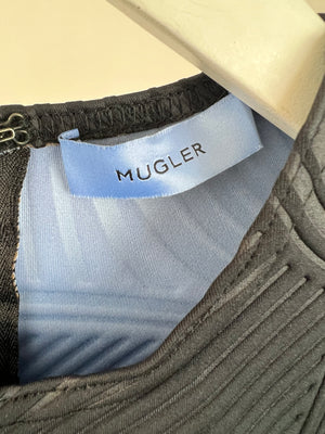 Mugler Black Shiny Neoprene Mini Dress Size FR 40 (UK 10)