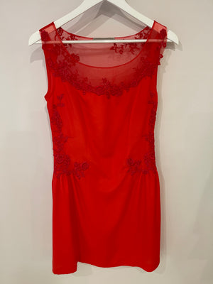 Ermanno Scervino Red Tule Lace Dress Size IT 40 (UK 8)