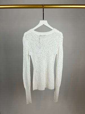 Givenchy White Long Sleeve Lace Top Size XS (UK 6)