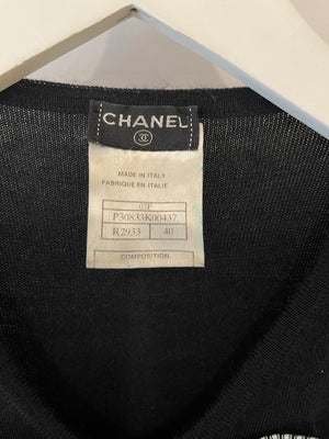 Chanel Black Cashmere Sleeveless Top with Bow Details size FR 40 (UK 12)