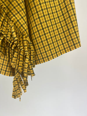 Balenciaga Mustard Yellow Tartan Kilt with Frayed Edge Detailing FR 32 (Size UK 6)