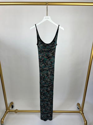 Paco Rabanne Black Floral Ribbed Dress FR 36 (UK 8)