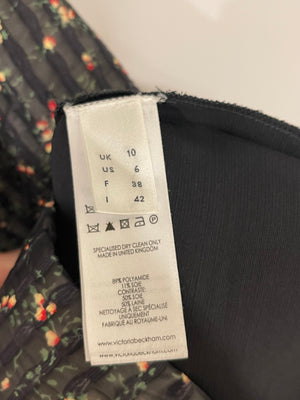 Victoria Beckham Black Floral Print Midi Skirt Size UK 10