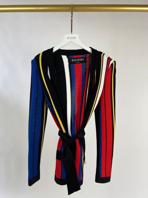 Balmain Multicoloured Striped Wrap Cardigan Size  FR 36 (UK 8)