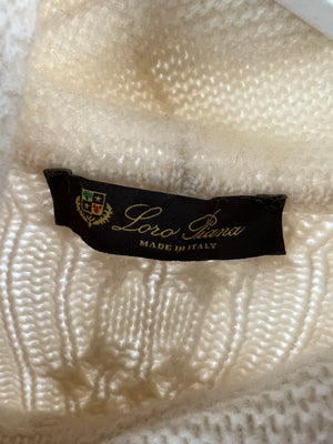 Loro Piana Cream Cashmere Cable Knit Turtle Neck Jumper IT 42 (UK 10)