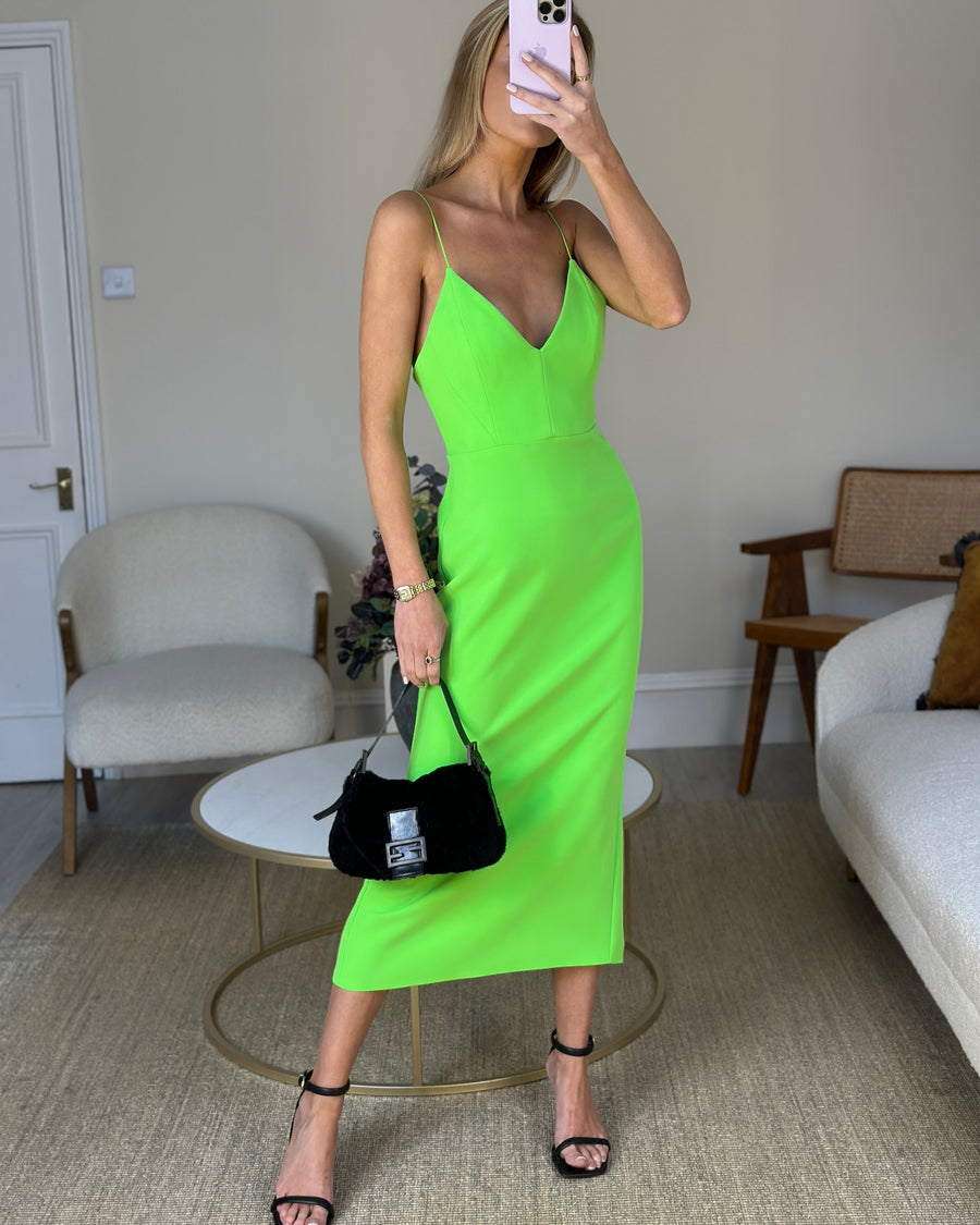 Alex Perry Neon Green Dress with Panel Detailing FR 38 (UK 10) Sellier Alex Perry Neon Green Dress with Panel Detailing FR 38 (UK 10) Sellier
