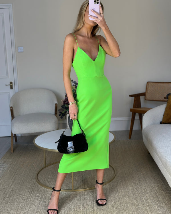 Alex Perry Neon Green Dress with Panel Detailing FR 38 (UK 10)