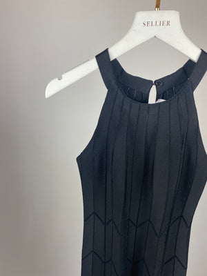 Carolina Herrera Black Ribbed Midi Dress Size XS (UK 6)