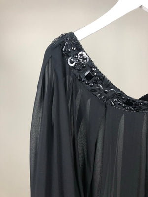 Emilio Pucci Black Crystal Neckline Shoulder Dress Size UK 10