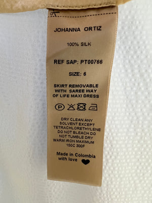 Johannah Ortiz Cream Silk Open Slit Skirt Size US 6 (UK 8)