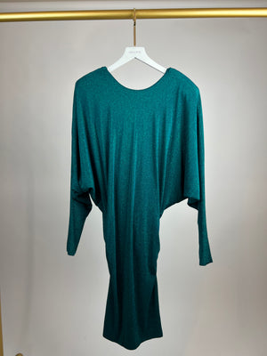 Alexandre Vauthier Green Glitter Batwing Dress with Shoulder Pads Size FR 34 (UK 6)