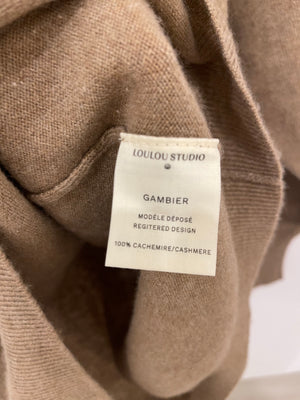 Loulou Studio Brown Cashmere V Neck Midi Dress Size M (UK 10)