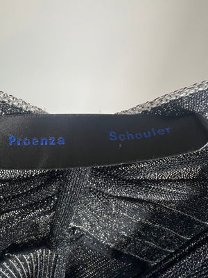 Proenza Schouler Black & Metallic Long Sleeve Knit Pleated Dress IT 38 (UK 6)