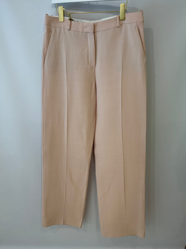 Loro Piana Dusty Pink Wool Wide Leg Trousers Size IT 46 (UK 14)