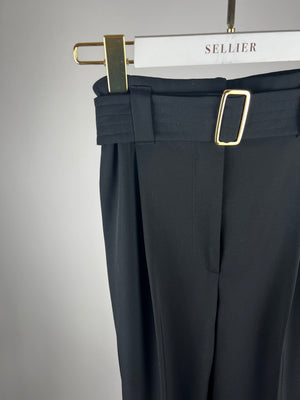 Max Mara Black Belted Trousers Size UK 6