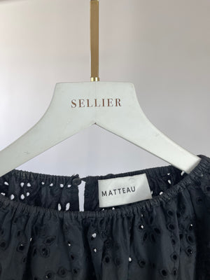 Matteau Black Cropped Long-Sleeve Top Size UK 6