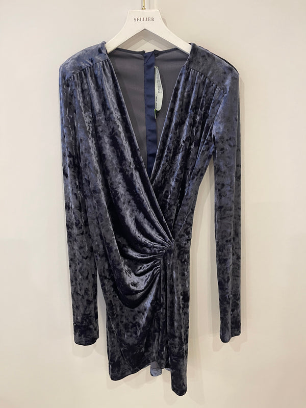 Off-White Purple Velvet Long Sleeve Dress with Slit Size IT 40 (UK 8)