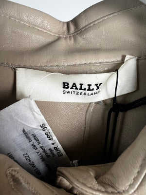 Bally Tan Lambskin Leather Overshirt with Ombre Detail Size UK 12