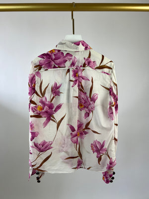 Zimmermann Cream Floral Shirt with Pocket Detail Size 0 (UK 6)
