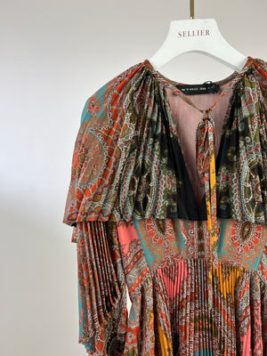 Etro Paisley Pleated Maxi Dress with Fluted Sleeve Detail Size IT 38 (UK 6)