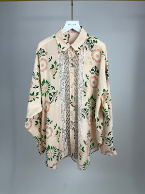 Ermanno Scervino Floral Silk Shirt with Lace IT 38 (UK 6)