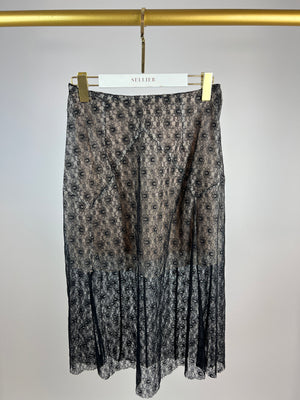 Stella McCartney Black and Nude Lace Midi Skirt Size IT 40 (UK 8)